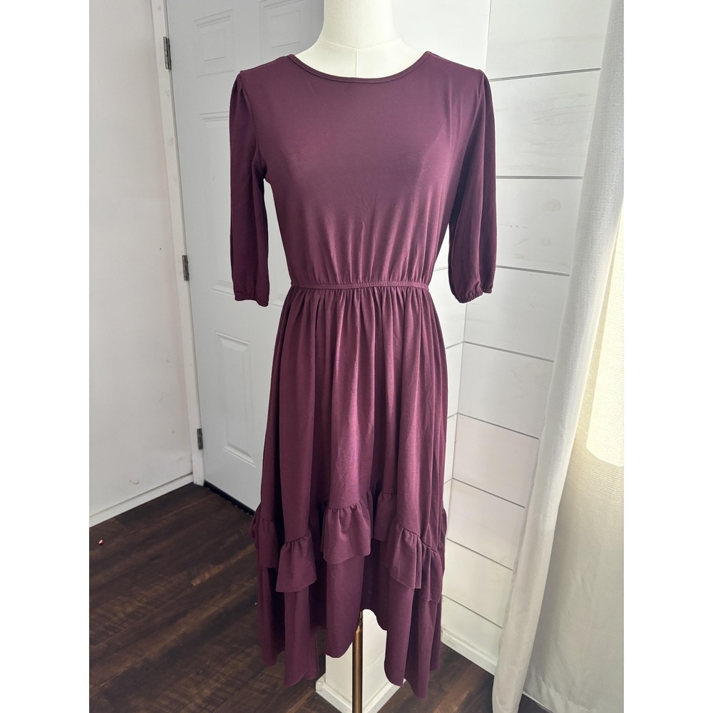 Joyfolie Harley Dress Girl 14 Purple Puff Sleeve Ruffle Hi Low Party Cottagecore